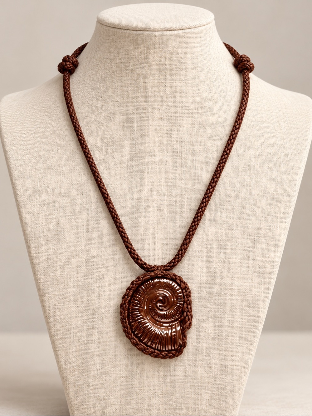 New MAYAMAR Handcrafted Brown Spiral shell Pendant Necklace - Women Jewelry